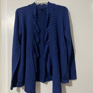 Elegant Blue Ruffled Cardigan